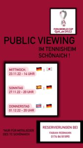 Fußball WM 2022 – Public Viewing im Klubhaus ab 23. Nov.